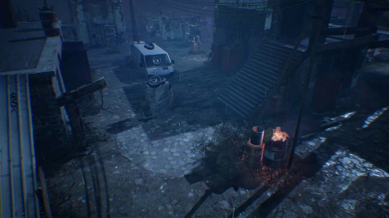 Area of the map with various debris and line-of-sight obstructions.